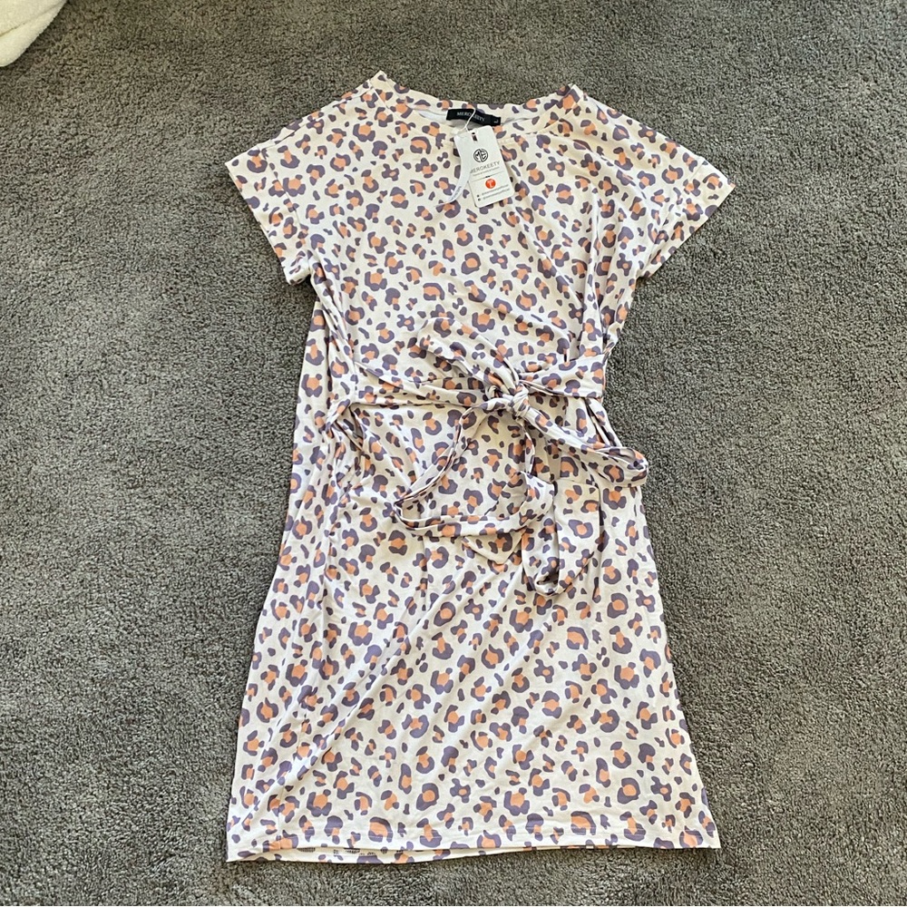 Merokeety wrap dress with pockets leopard print size large